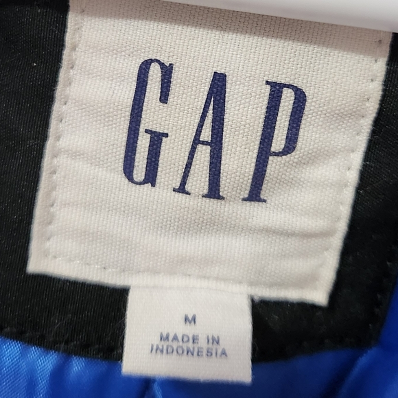 GAP black winter coat parka faux fur trim hood zip front medium - Picture 8 of 16